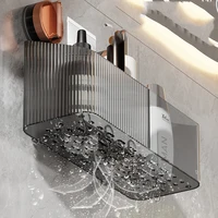 Suction Cup Bathroom Storage Basket Wall Mounted Cosmetic Storage Box Free Punch Shower Shampoo Holder Rack Bath Accessories 2