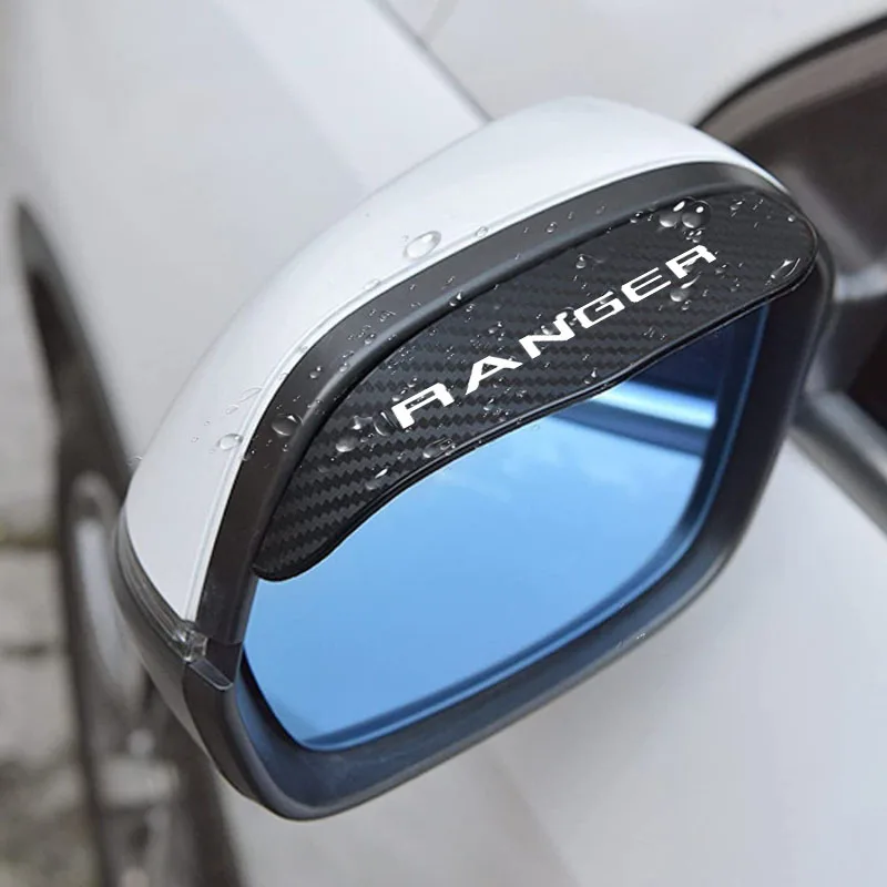 

2pcs Car Rear View Mirror Rain Eyebrow Visor Carbon Fiber Rain Cover for RANGER Auto Accessories