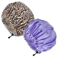 Shower Caps Reusable Waterproof Bath Cap Extra Large Shower Cap Double Layer with PEVA Lining Adjustable Elastic Band 1