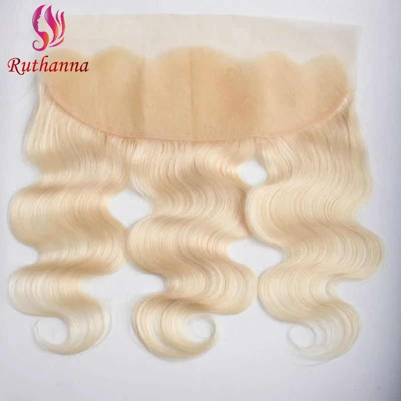 613 Blonde Body Wave 13x4 Lace Frontal Human Hair Pre-Plucked Hairline Soft Brazilian Virgin Hair Transparent Lace Closure
