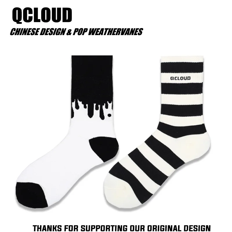 

Black White Stripes Sock Mens Crew Adult Kawaii Man Socks High Quality Sporting Cotton Autumn Winter Unisex Trendy Calcetines