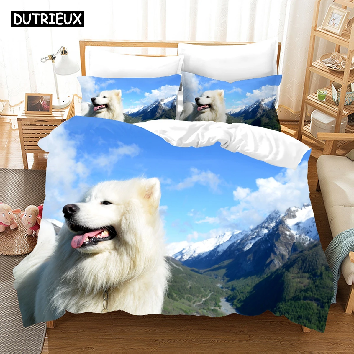 

3D Samoyed Bedding Sets Duvet Cover Set With Pillowcase Twin Full Queen King Bedclothes Bed Linen