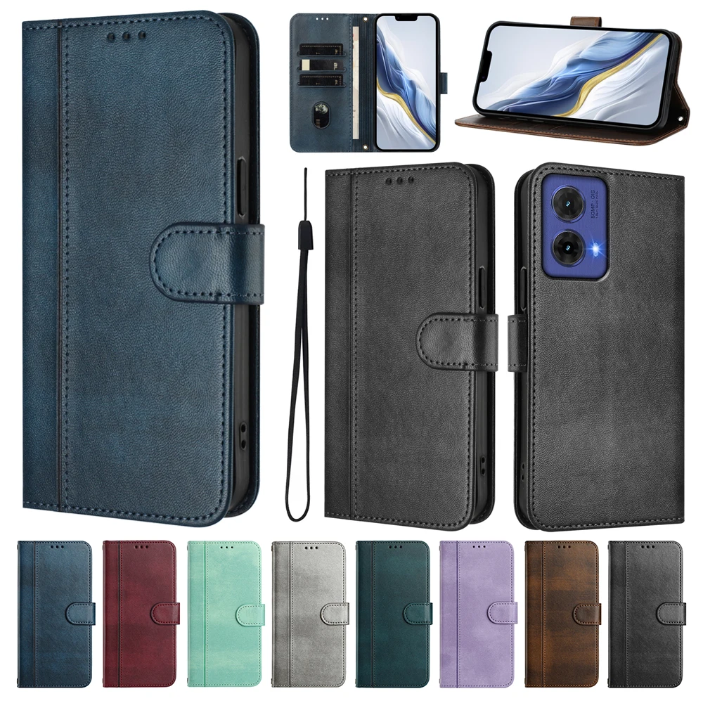 Premium Retro Leather Flip Phone Wallet Case - Durable Protective Cover
