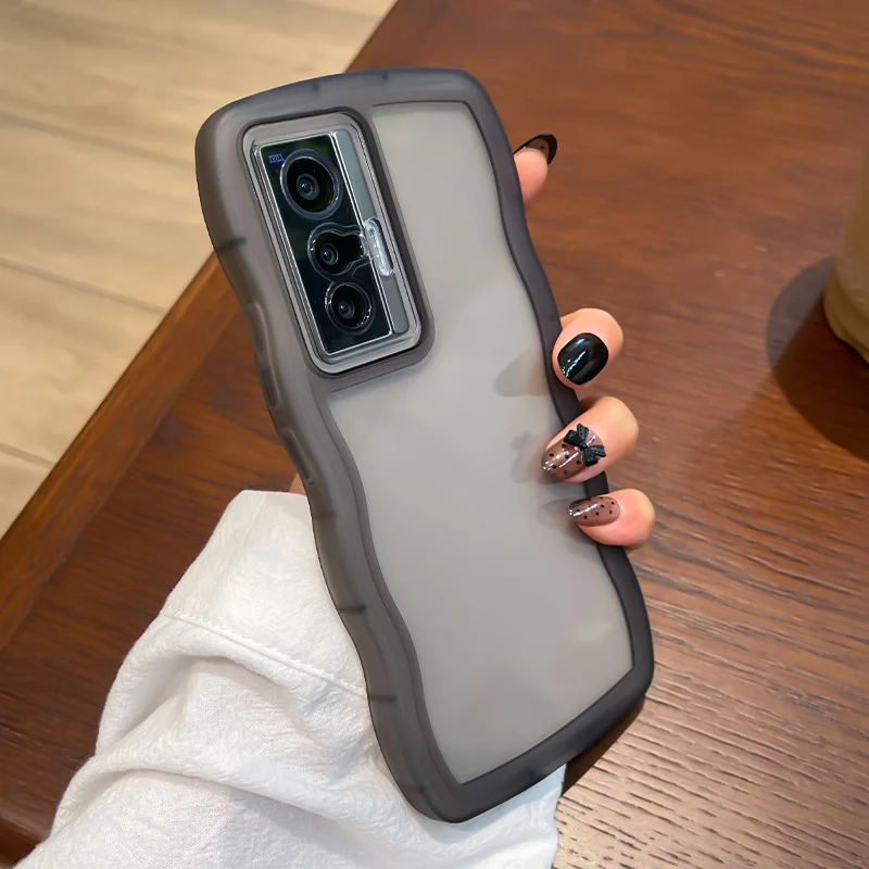 Curly Wave Transparent Anti-Knock Bumper Case with All-Round Camera Protection