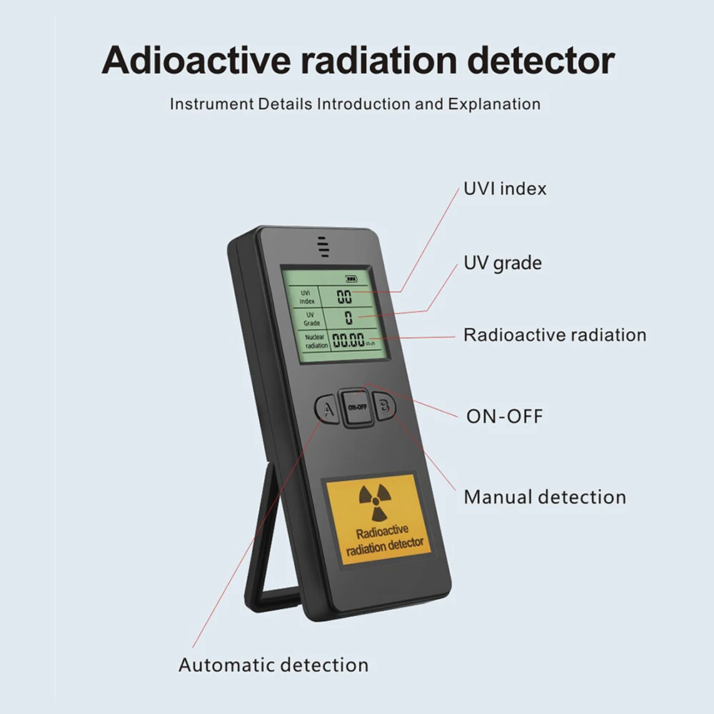 KF910 Portable Nuclear Radiation Detector UVI Index Tester Ultraviolet Detection Multi-function Radioactive Radiation Dosimeter radiation detector geiger counter
