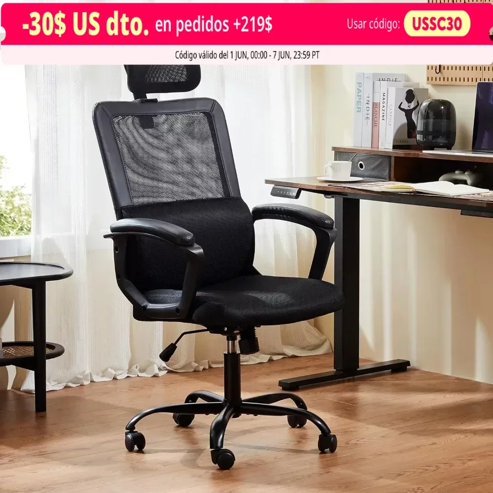 

Офисное кресло с высокой спинкой, подлокотники, регулируемый подголовник, вращающийся офисный стул с регулируемой высотой/поддержкой поясницы