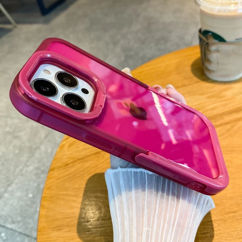 thumbnail image 1 of Transparent Anti-crash Anti-Drop Dual Stand Phone Case iPhone 15 13 12 11 14 Pro Max 13Pro XR XS Max X X XS Shockproof Camera Ca, 1 of 5