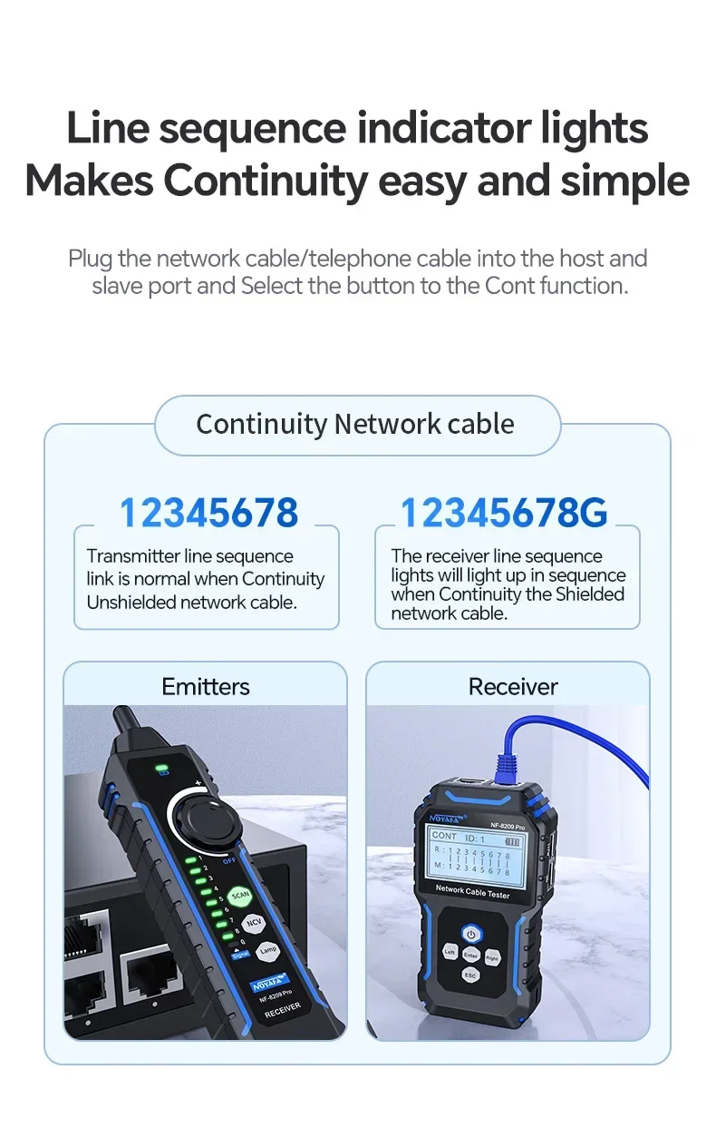 NOYAFA NF-8209Pro Network cable locator length measurement PoE tester break shor