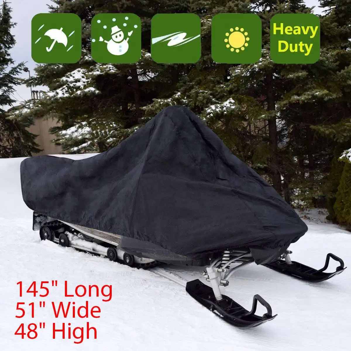 

Snowmobile Cover Waterproof Dust Trailerable Sled Cover Storage Anti-UV All-Purpose Cover Winter Motorcyle Outdoor 368*130*121cm
