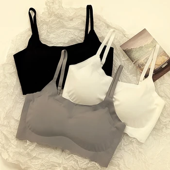 Women Non-wire Padded Bralette Seamless Underwear Sexy Lingerie No Steel Ring Sleep Support Bra Yoga Exercise Sports Fitness Top