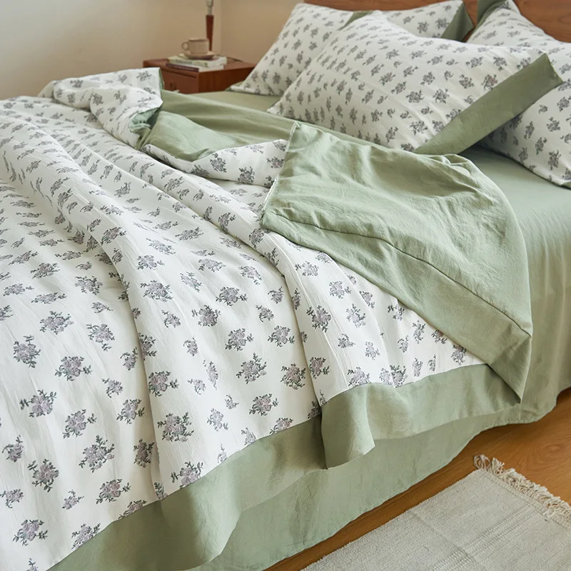 

Summer Thin Cool Quilt Bed Sheet Pillowcase 4pcs Queen Size Air-conditioning Quilt Sofa Blanket Bedspread Washable Bedding Set