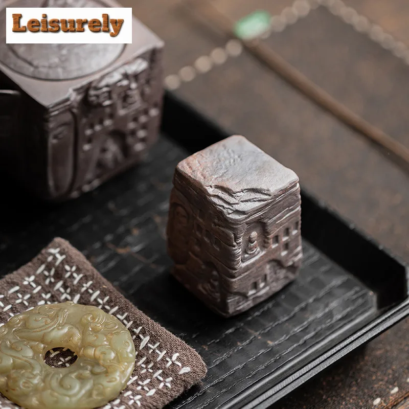 Zen Buddha Old Rock Mud Square Teapot Cover Holder Traditional Cover Frame Lid Bracket Zisha Pot Lid Shelf Cha Accessories Gift