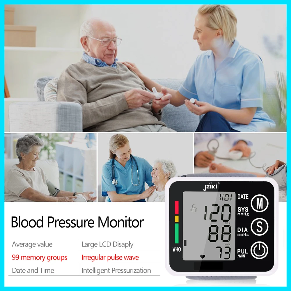 Household Health Care Sphygmomanometer Blood Presure Meter Monitor Heart Rate Pulse Portable Smart Blood Pressure Meter JZK002R