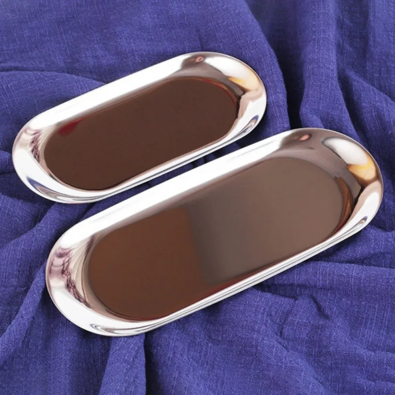 Metal Storage Tray Oval Jewelry Display Tray Home Decoration Serving Plate Craft for Table Organizer Candle Makeup Brush
