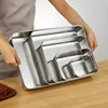 Stainless Steel Flat Bottom Storage Tray with Lid Square Food Plate Cake Bread Pastry Baking Pan Dish Bakeware Kitchen Tools 3