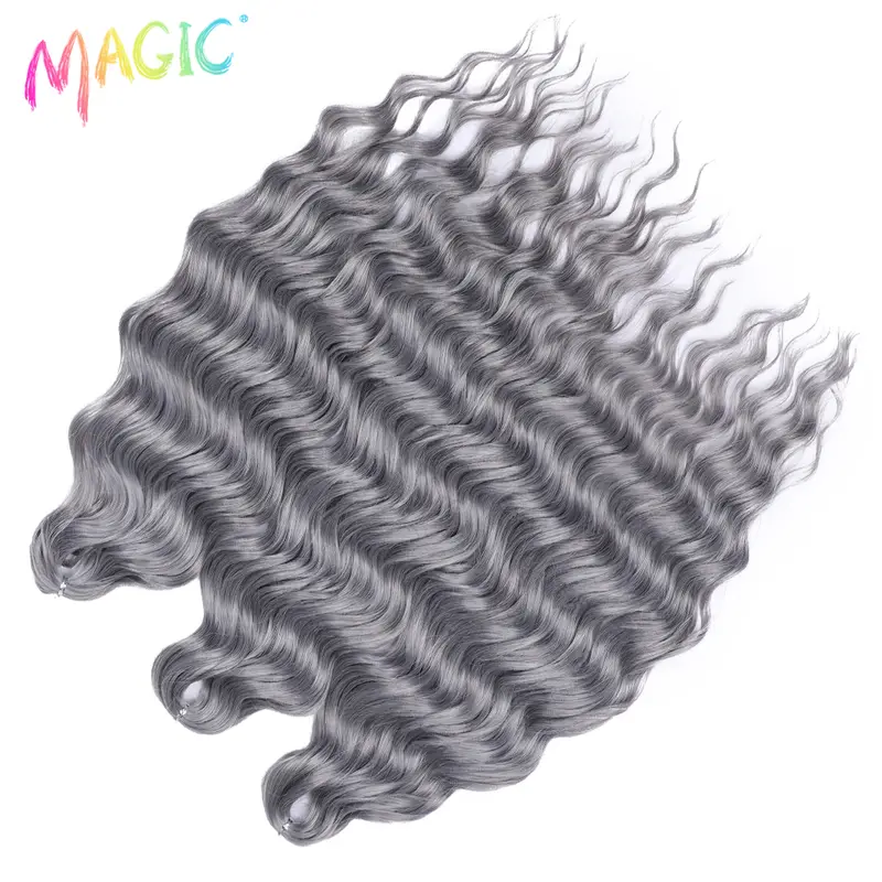 Anna Synthetic Hair 24 Inch Water Wave Braiding Hair Extensions Ombre Blonde Deep Wave Afro Curl Twist Crochet Hair for Women - Image 72