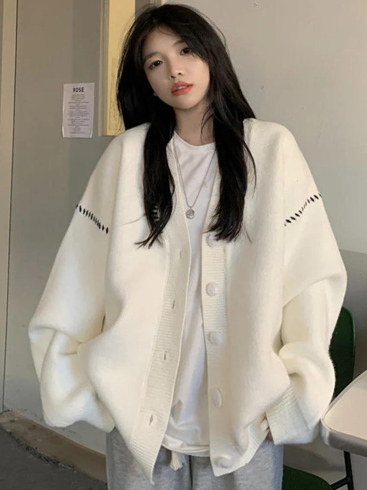 

Sweater Women Oversized Loose Coats Autumn Winter Sweet Jacket Korean Fashion College Style s Female Suéteres