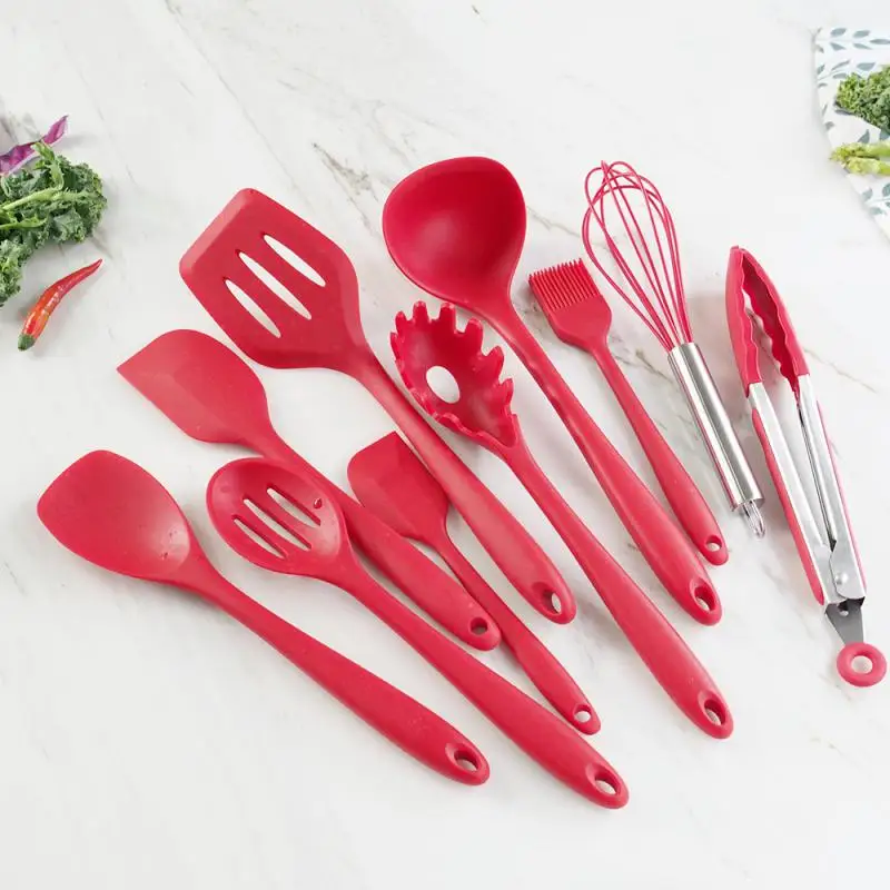 Long Handle Silicone Ladle Soup Spoon Colander Ramen Noodles Tablespoons Scoop Rice Salad Stirring Spoons Kitchen Teaspoons