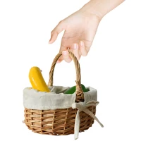 Hand-Woven Wicker Basket with Handle Handmade Wicker Basket Wicker Sundries Basket for Storage Organizing 1