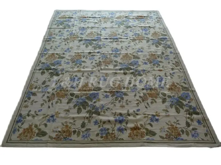 Free shipping 9'x12' handmade woolen rug, needlepoint woolen carpet