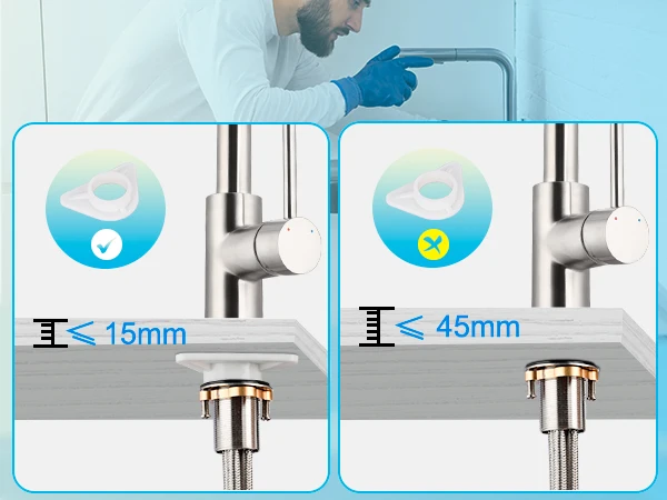 Küchenarmatur aus 304 Edelstahl mit Gebürsteter Oberfläche und Ausziehbarem Sprühkopf, Spritzfrei 360° ° Schwenkbarer Wasserhahn, perfekt für Küchenspülen – Detail 11