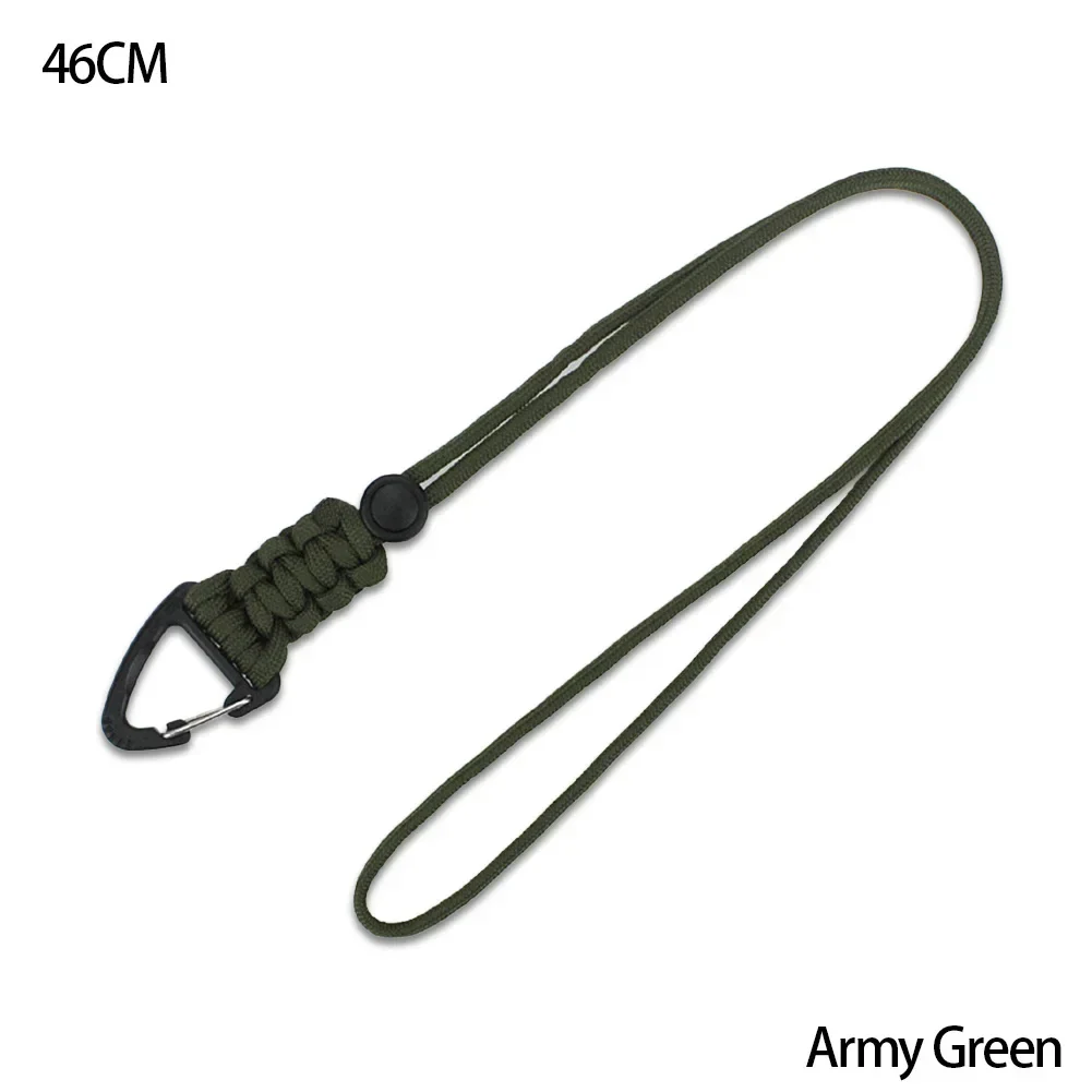Braided Nylon Paracord Keychain with Metal Triangle Buckle and Carabiner