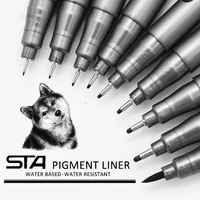 STA  Waterproof  Fade Proof Micron PenTip Fine Liner Black Sketch Water Marker Pen for Manga 1