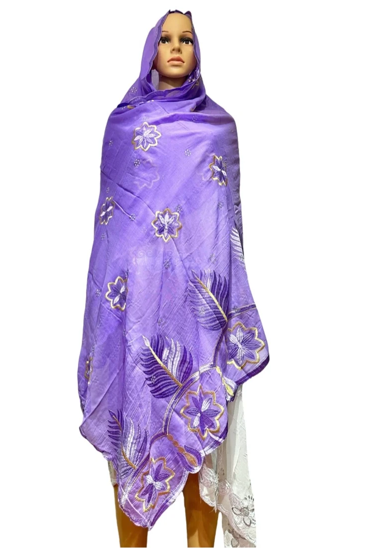 2024 sales Volume High Quality African Muslim Women Scarf cotton Embroidered Headscarf Dubai Large Size Shawl For Pray cheap