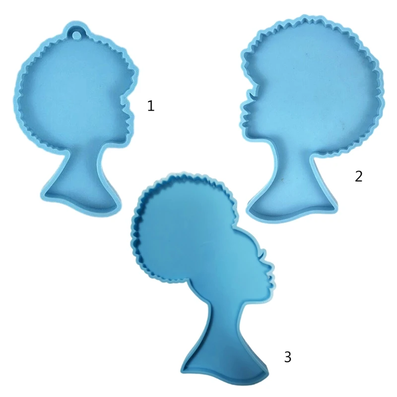 E0BF Girls Head Shaped Silicone Mold Epoxy Resin Mold DIY Jewelry Pendant Crafts Tool Keychain Making Supplies Non-stick