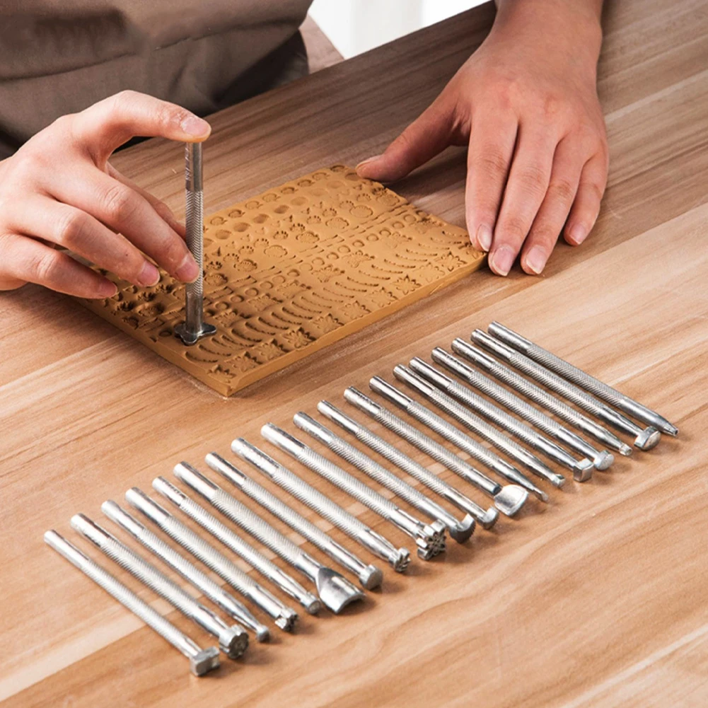 Pottery Stamps DIY Modeling Stick Acupressure Texture Creasing Indentation Sharp Pottery Clay Carving Stainless Steel Tools 1PC