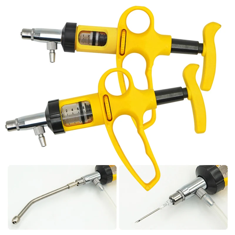 5Ml/10Ml Cattle Injector Animal Husbandry Ducks Pig Oral Pour On Livestock Drench Continuous Syringe Vaccine Chickens Sheep Disposable Plastic Syringe