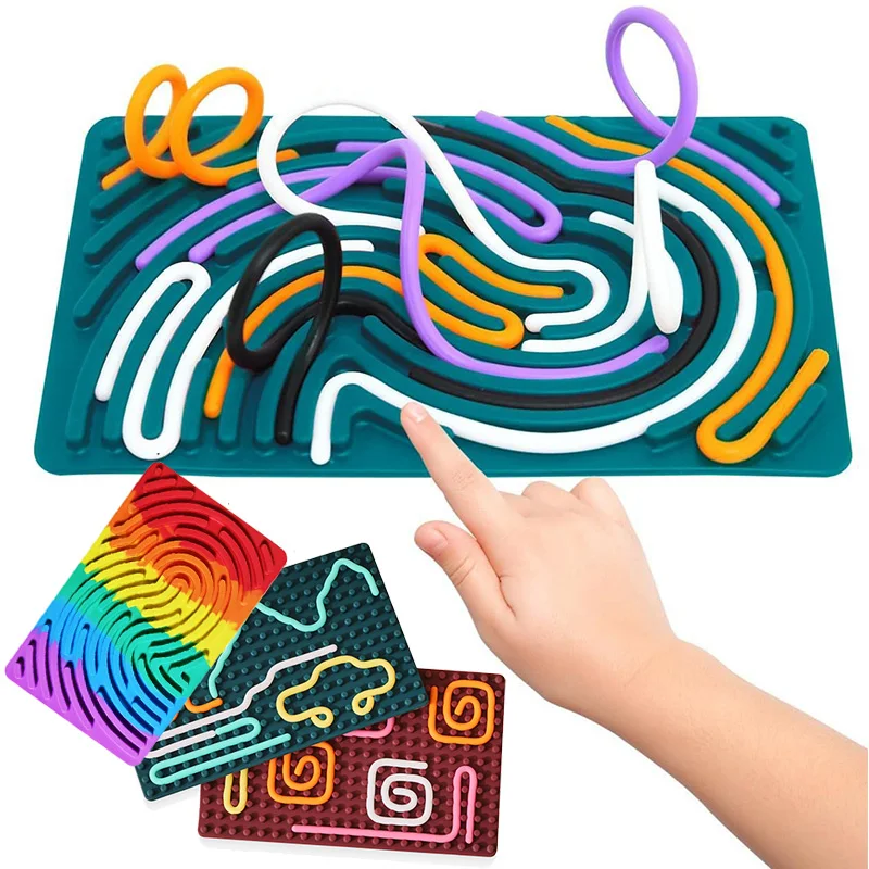 Kid Sensory Activity Board 2 in1 Silicone Fidget Toy Double-Sided for Calming Stress Anxiety ADHD Autism fidget toys anti stress toys kids educational toys