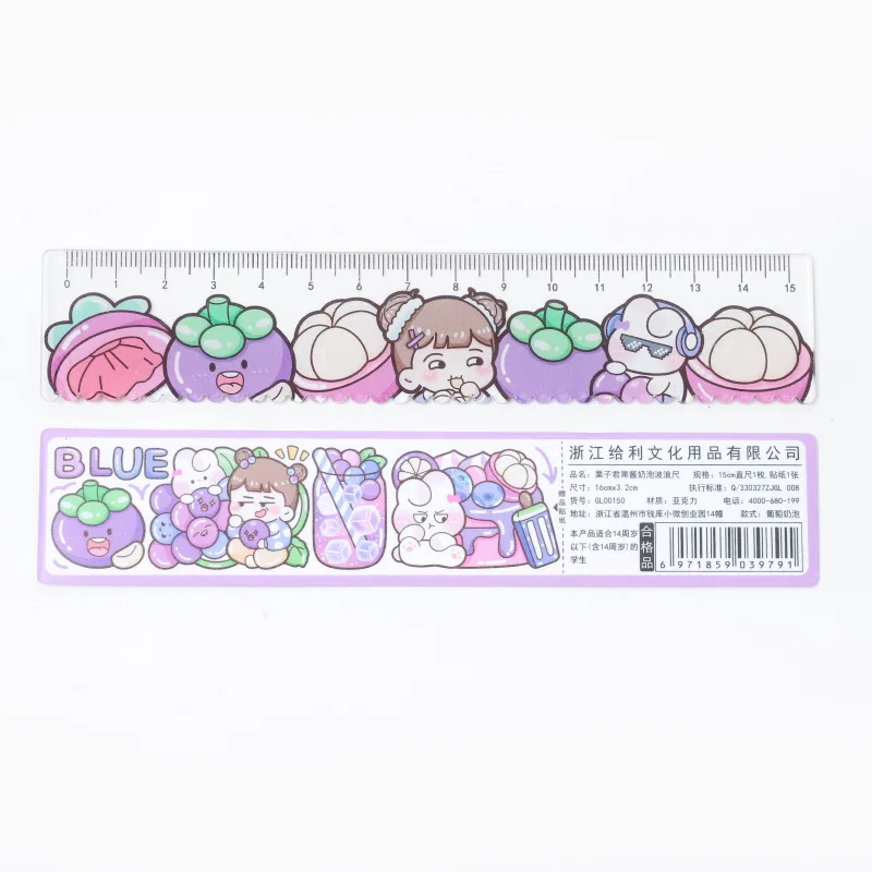 1 pc Kawaii Little Girls Fruits Cartoon Plastic Straight Rulers Kawaii School Office Supplies Planner Accessories Student Prize - 5