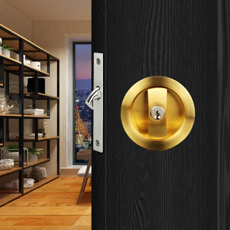 Sliding Door Lock Invisible Indoor Single Side Key Lock Folding Door Kitchen Balcony Boor
