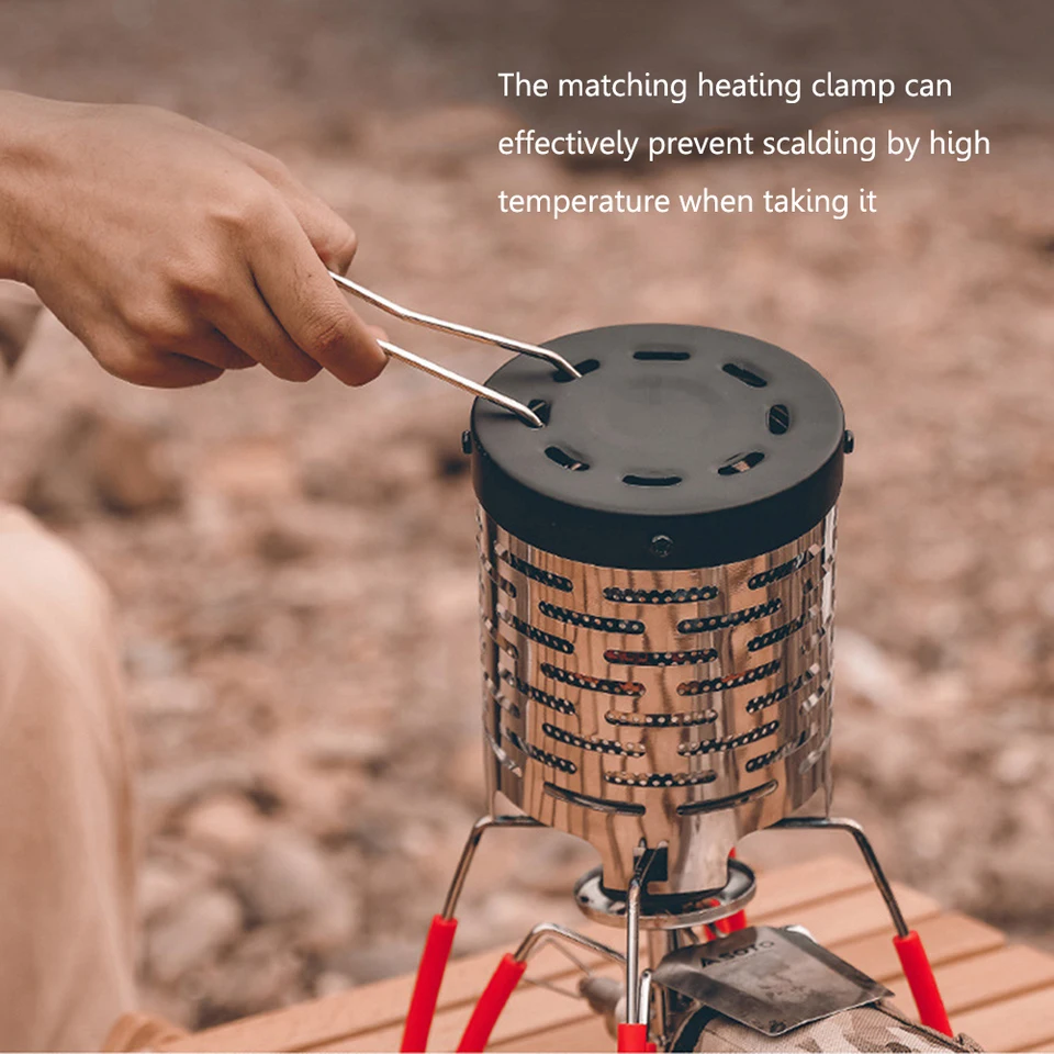 Mini Stufa Da Campeggio A Gas - In Acciaio Inox, Portatile Con Copertura E Manico, Per Esterno - Foto 2