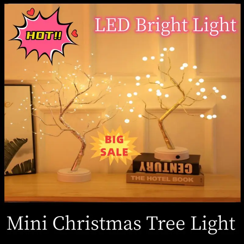 

LED Night Light Mini Christmas Tree Copper Wire Garland Lamp For Kids Home Bedroom Decoration Decor Fairy Light Holiday lighting