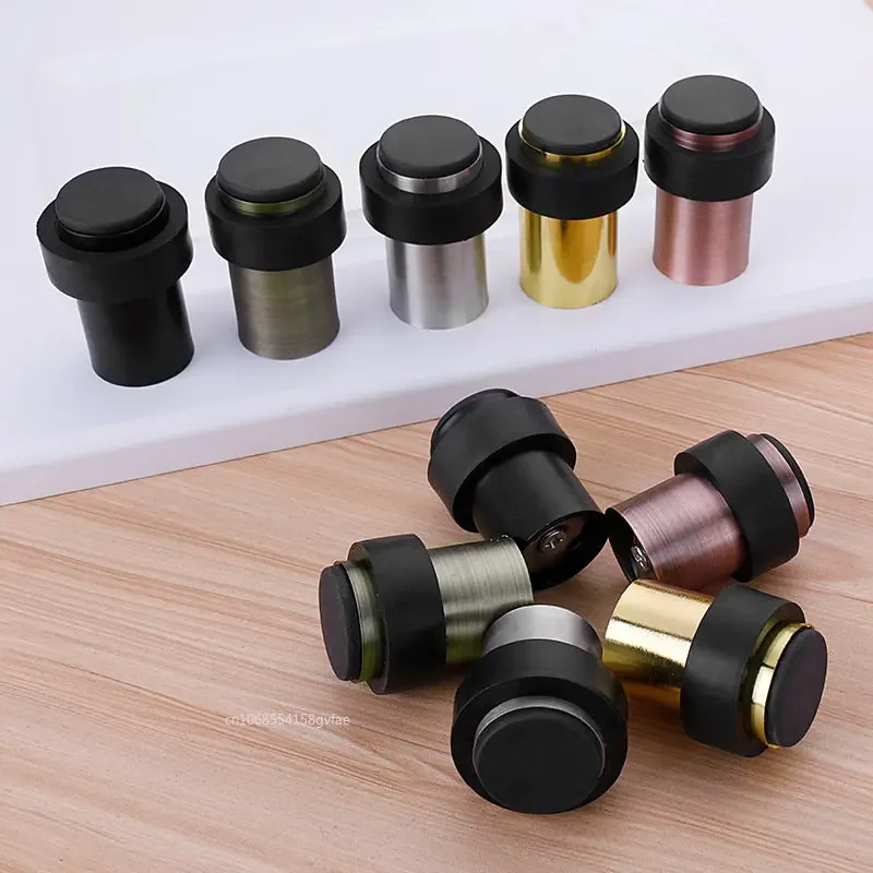 Rubber Door Stopper Stainless Steel Door Protective Pad Wall Protector Anti-collision Holder Round Stops Hardware