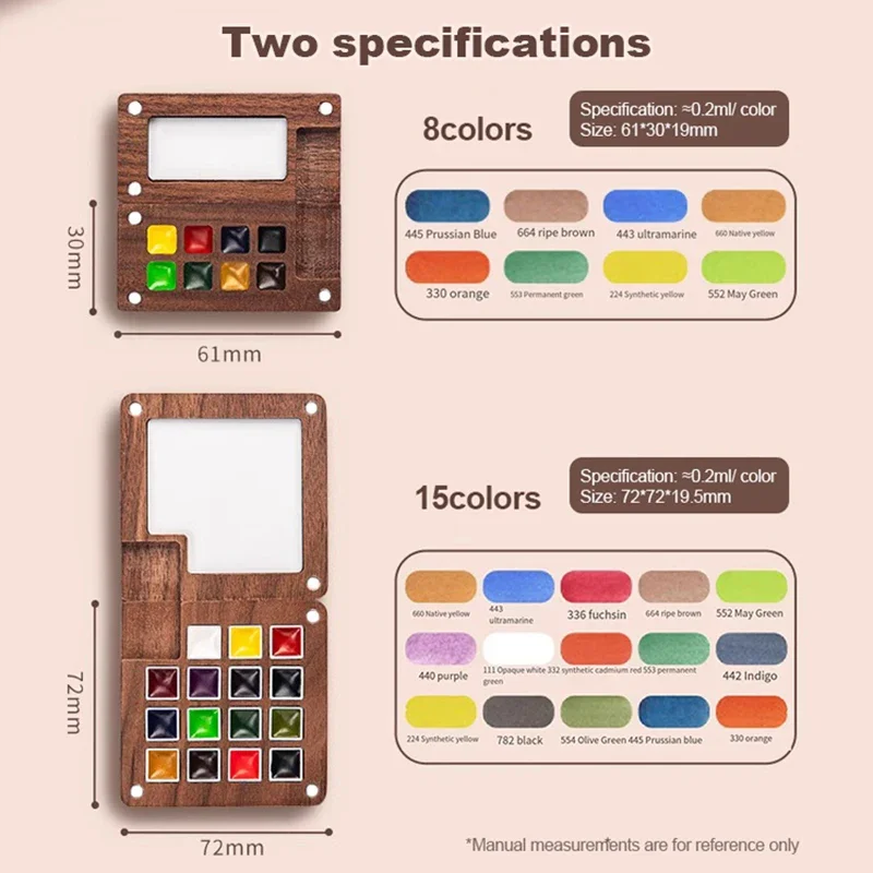 Schmincke Travel Watercolor Paint Tray Box Sketchbook Set 8/15Colors