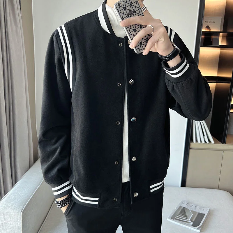

Fall High Quality Men Jacket Contrasting Stripes Jacket Men Casual Baseball Jacket Leisure Couples Coat Male Jacket