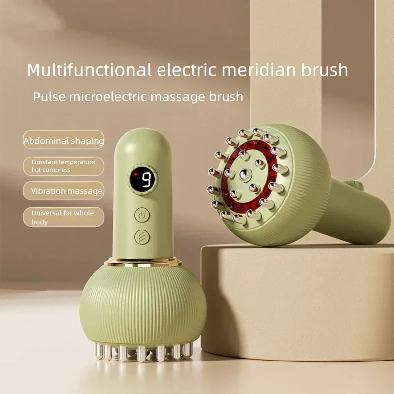 Electric Guasha Body Massager Shaping Heating Scraping Brush Drainage Machine Fat Burner Vibrating Red Light Meridians Massager