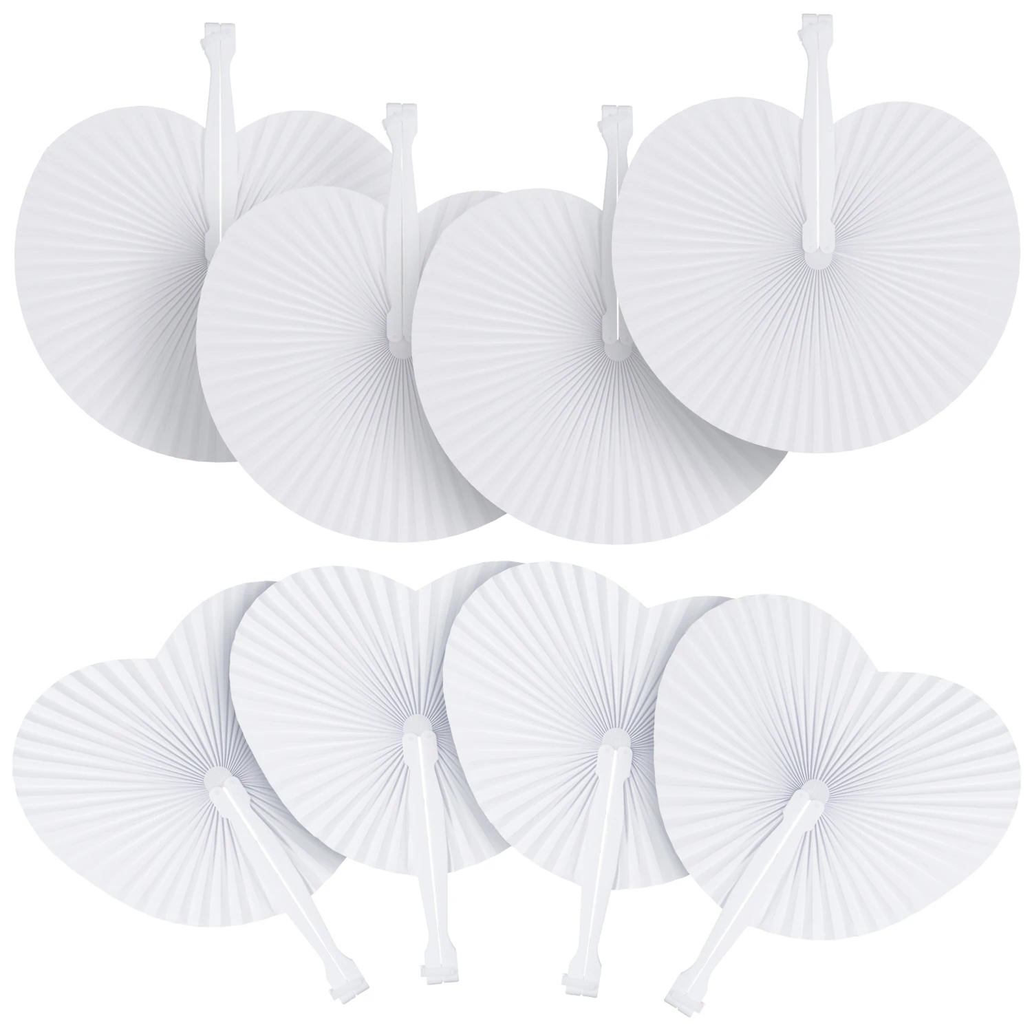 200-Pack White Folding Handheld Paper Fans – 9 Inch Round Wedding Favors & DIY Decor - View #12