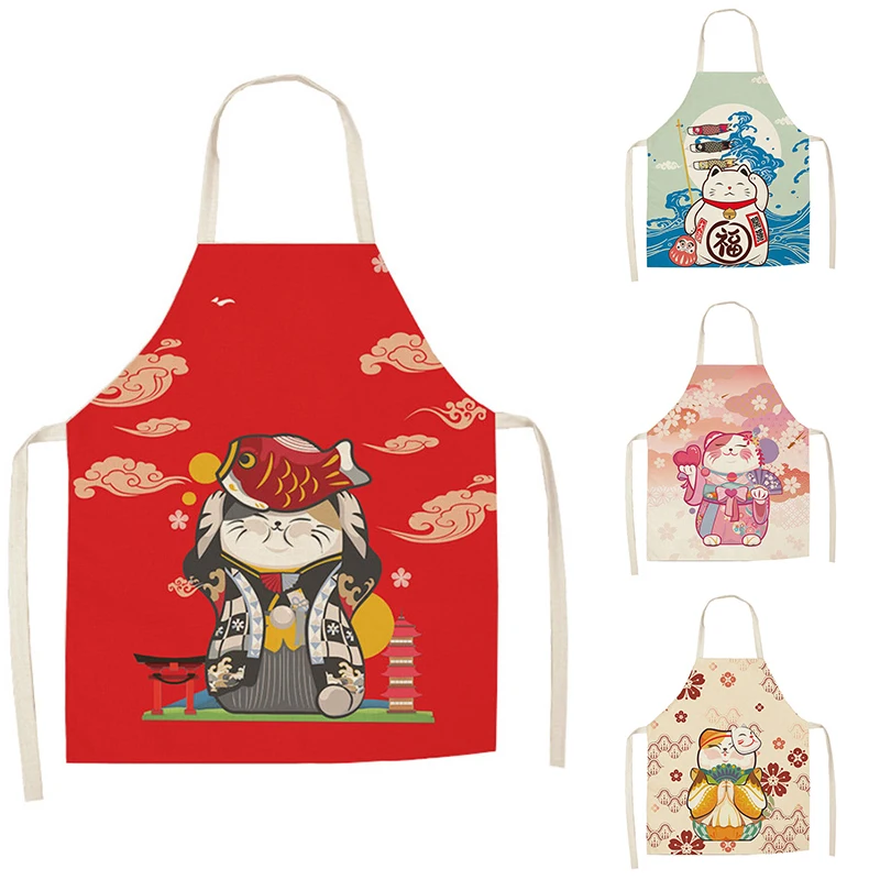 

Фартук Lucky Cat, кухонный фартук для готовки, мужской и женский фартук, аксессуары для уборки дома