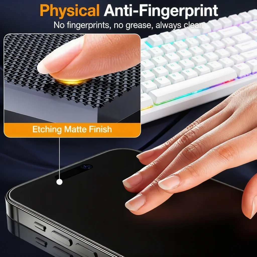 4er-Set Matt-Keramik Blickschutzfolie für iPhone 17 16 15 14 13 12 11 Pro Max 9H Anti-Spionage Anti-Kratzer Anti-Fingerabdruck – Detail 6