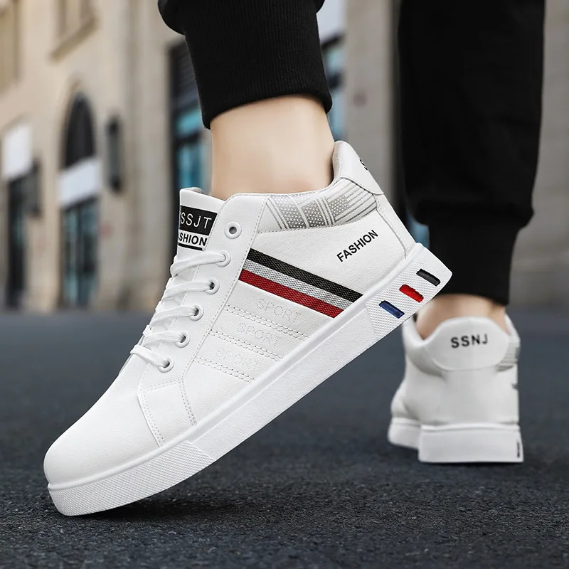 White Vulcanized Sneakers Men's Flats Comfortable Shoes Lace up Zapatillas Hombre Autumn Spring Fashion Sneakers Large Size 48 4
