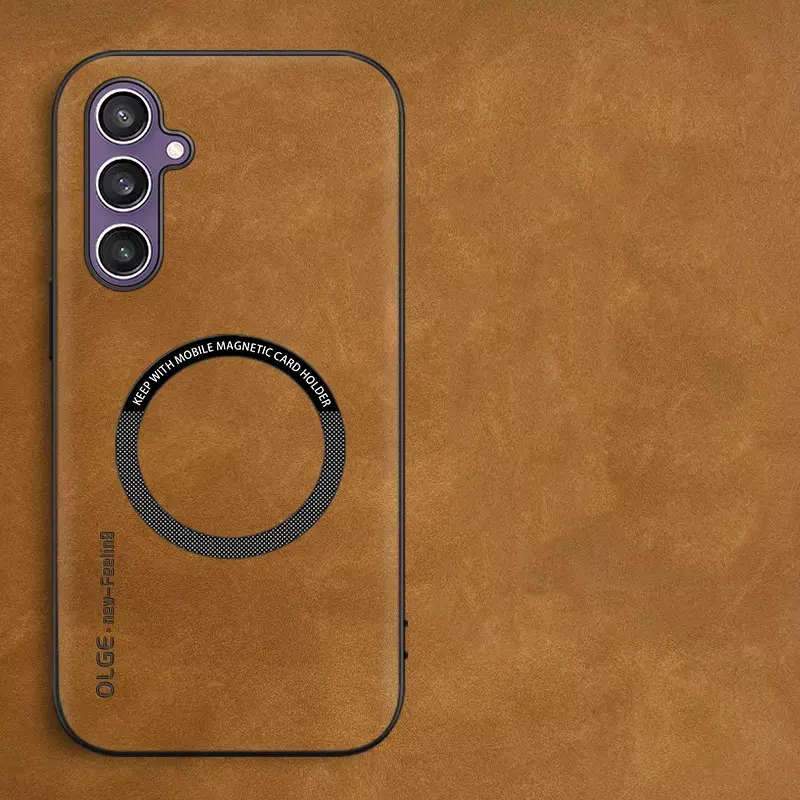 Luxury Sheepskin Leather Magnetic Phone Case Cover