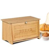 Bamboo Bread Storage Box With Lid,Household Kitchen Counter Large Capacity Food Storage Box,Top Floor Can Hold Sundries 1