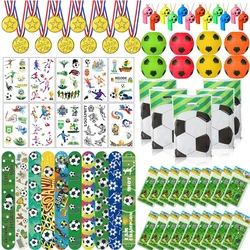 Kids Football Party Supplies, with Spinner Soccer Ball Maze Game,Silicone Bracelet,Medals,Whistles,Tattoo,Gift Bags Party Favors