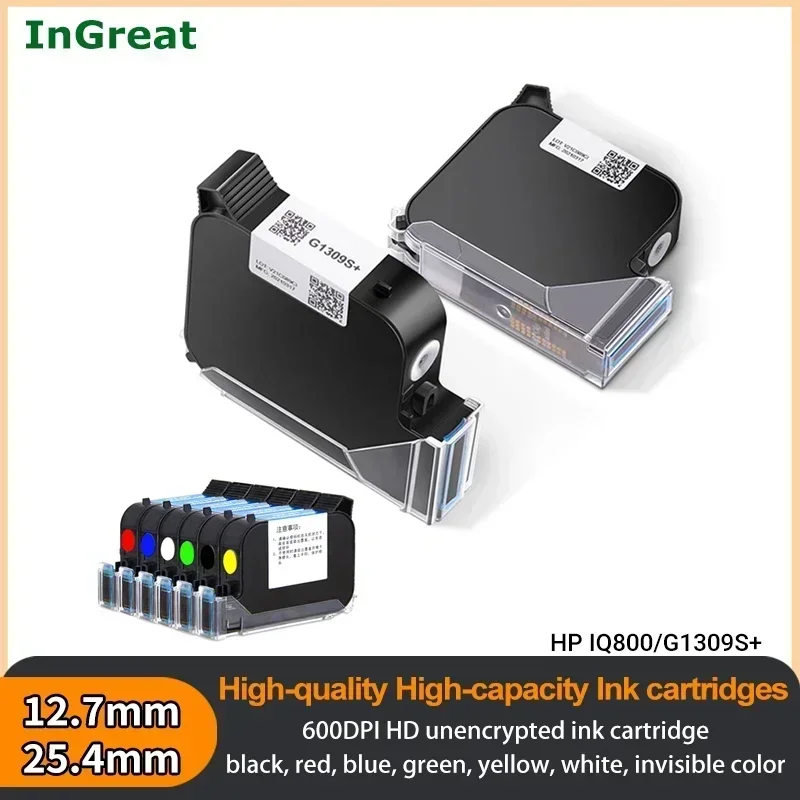 Unencrypted Fast Drying Ink Cartridge TIJ/Handheld Inkjet Printer HD Ink IQ800/G1309S/2588 Black Red Blue Invisible Yellow Green tattoo printer
