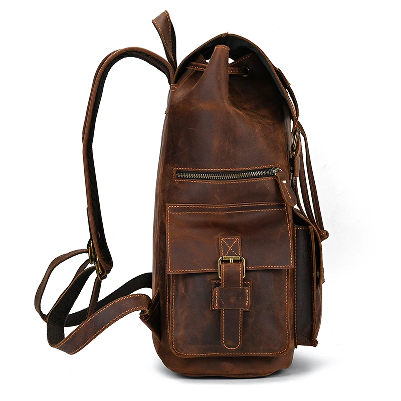 Leather Backpack Travel Pioneer™ - Dark Brown