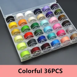 Vibrant Color Set of Polyester Bobbin Threads with Storage Box for Embroidery and Sewing (Colorful 36Pcs)